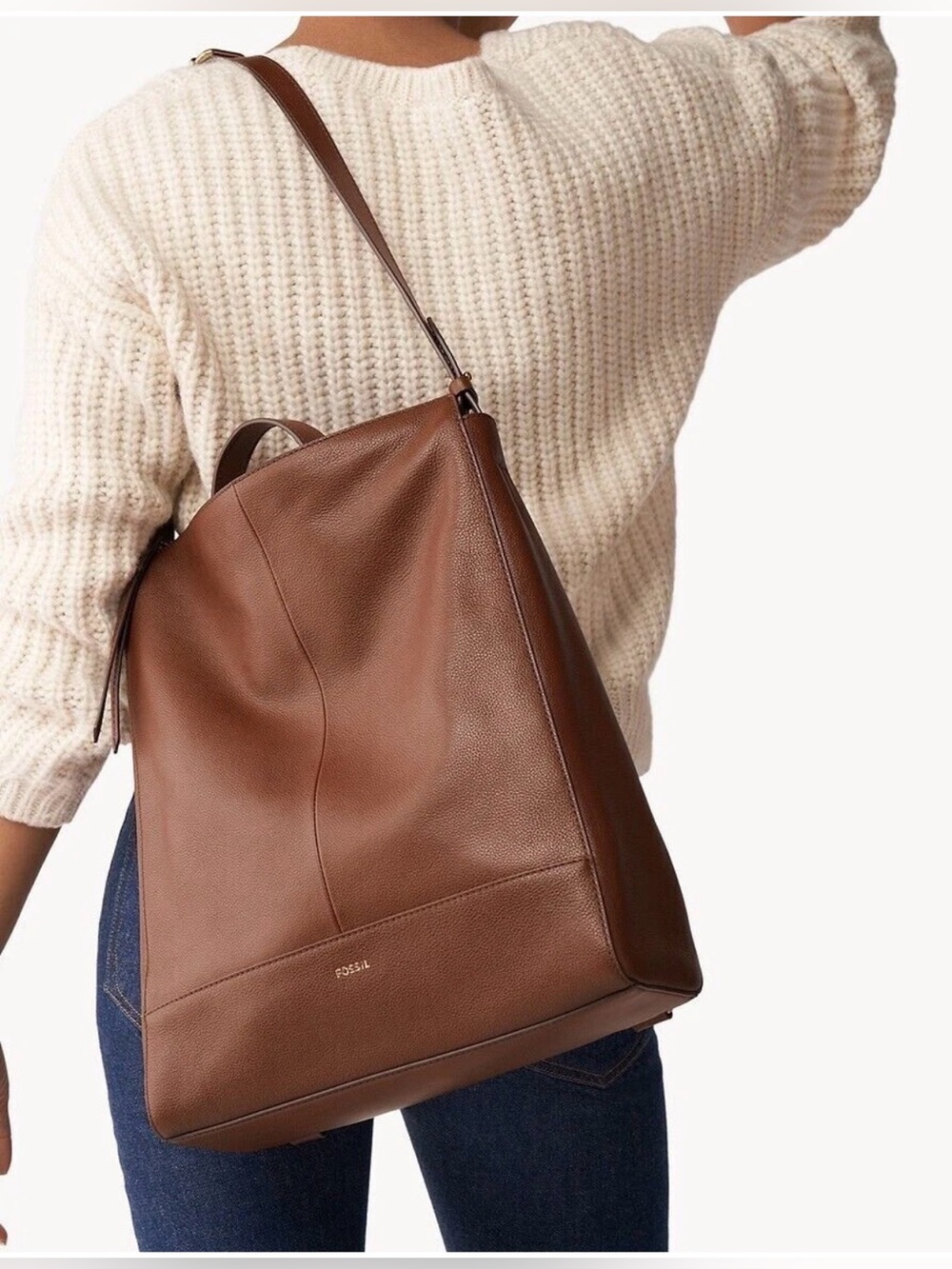 Fossil Elina Large Convertible Backpack Brown Leather - Picture 2 of 10